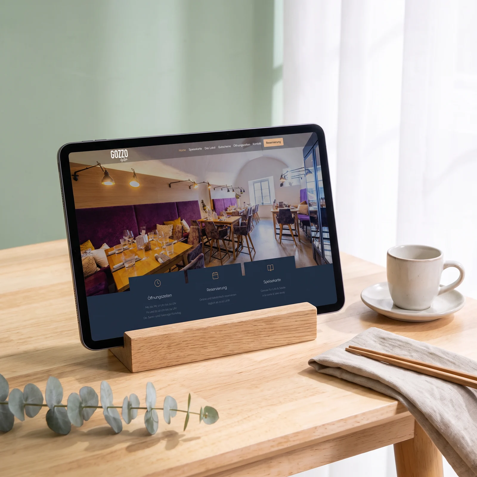 Gozzo by Late: die Website auf dem Tablet