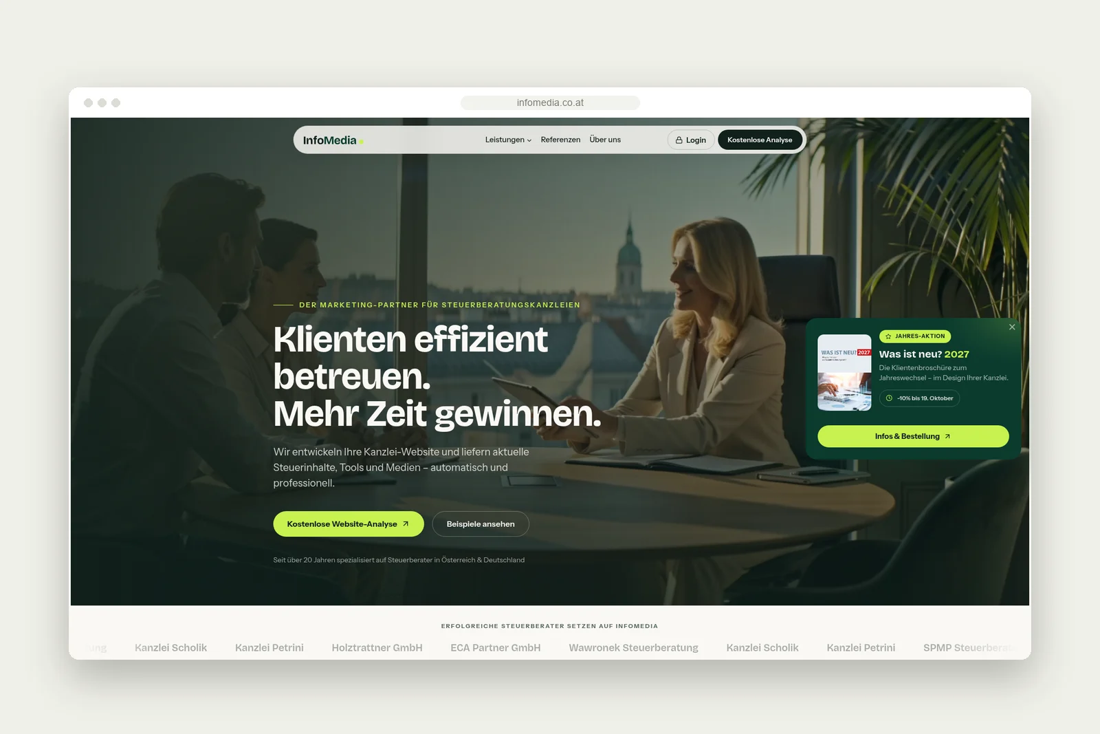 Bildstrecke: die neue Startseite im Browserfenster
